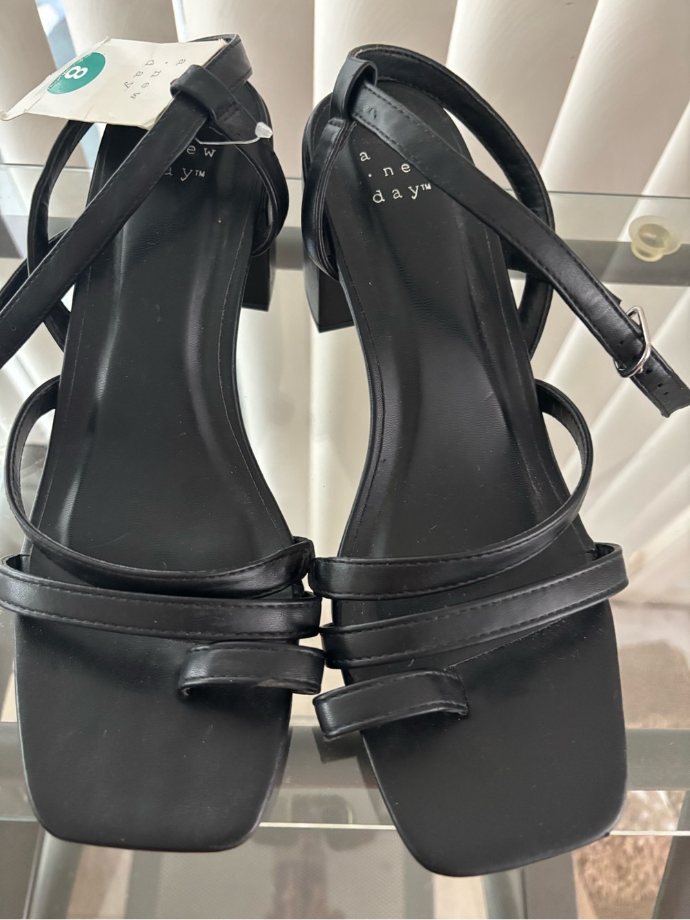 a new day Black Multi-Strap Low Block Heel Sandals